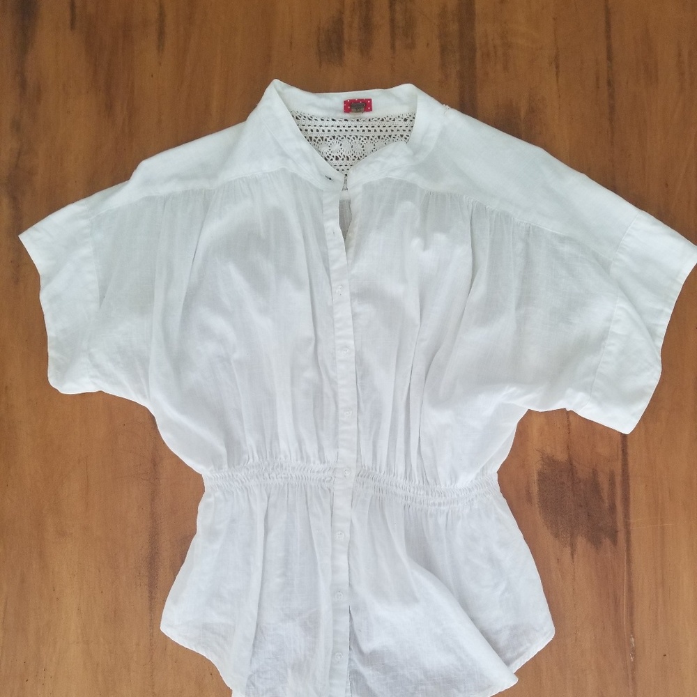 Free People linen and crochet shirt